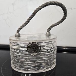 RARE Vintage Clear Carved Wilardy NY Lucite purse